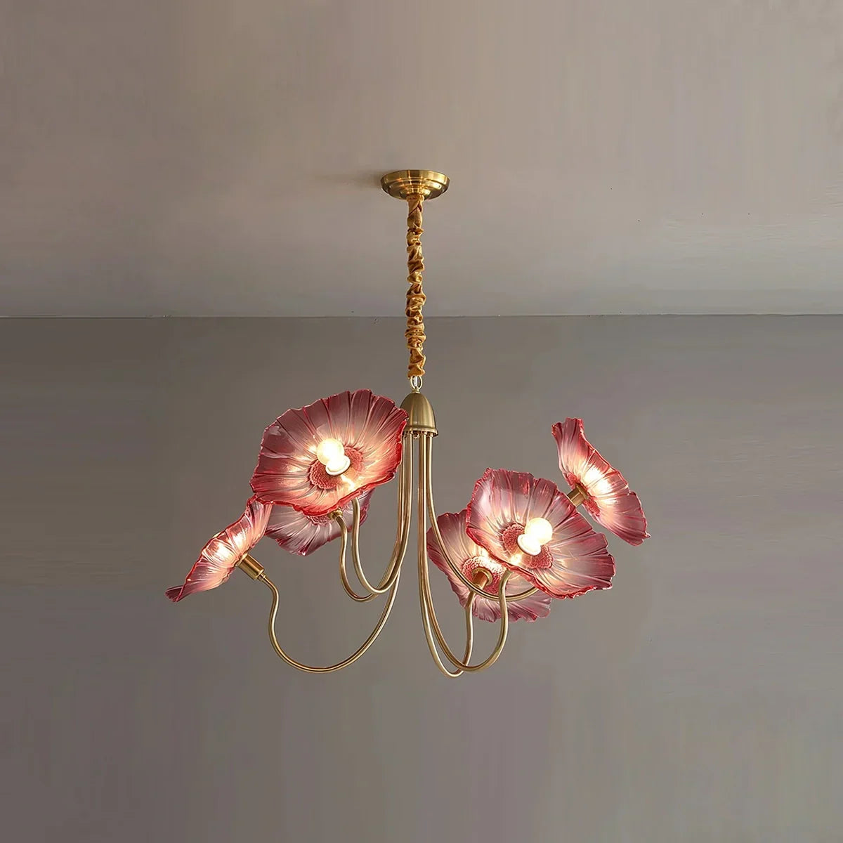 Lotus Leaf Glass Chandelier for Living Room | Desfino