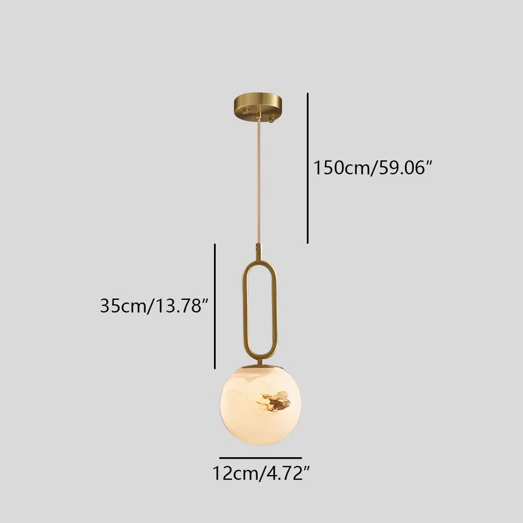 Gong Alabaster Globe Pendant Light for Bedroom | Desfino