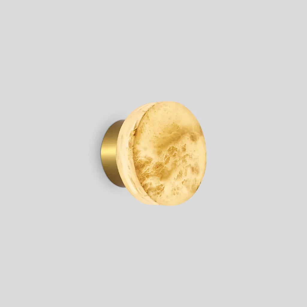 Simple Round Spanish Alabaster Wall Light for Hallway | Desfino
