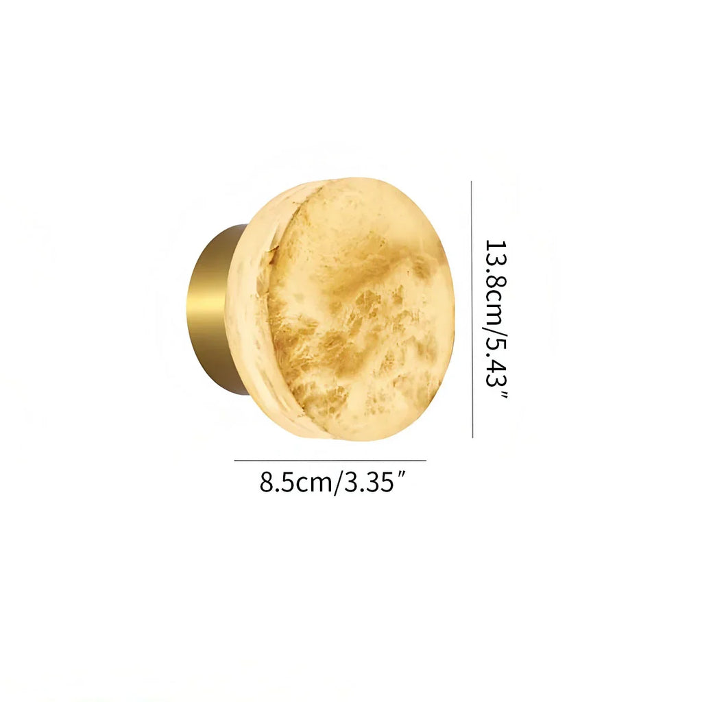 Simple Round Spanish Alabaster Wall Light for Hallway | Desfino