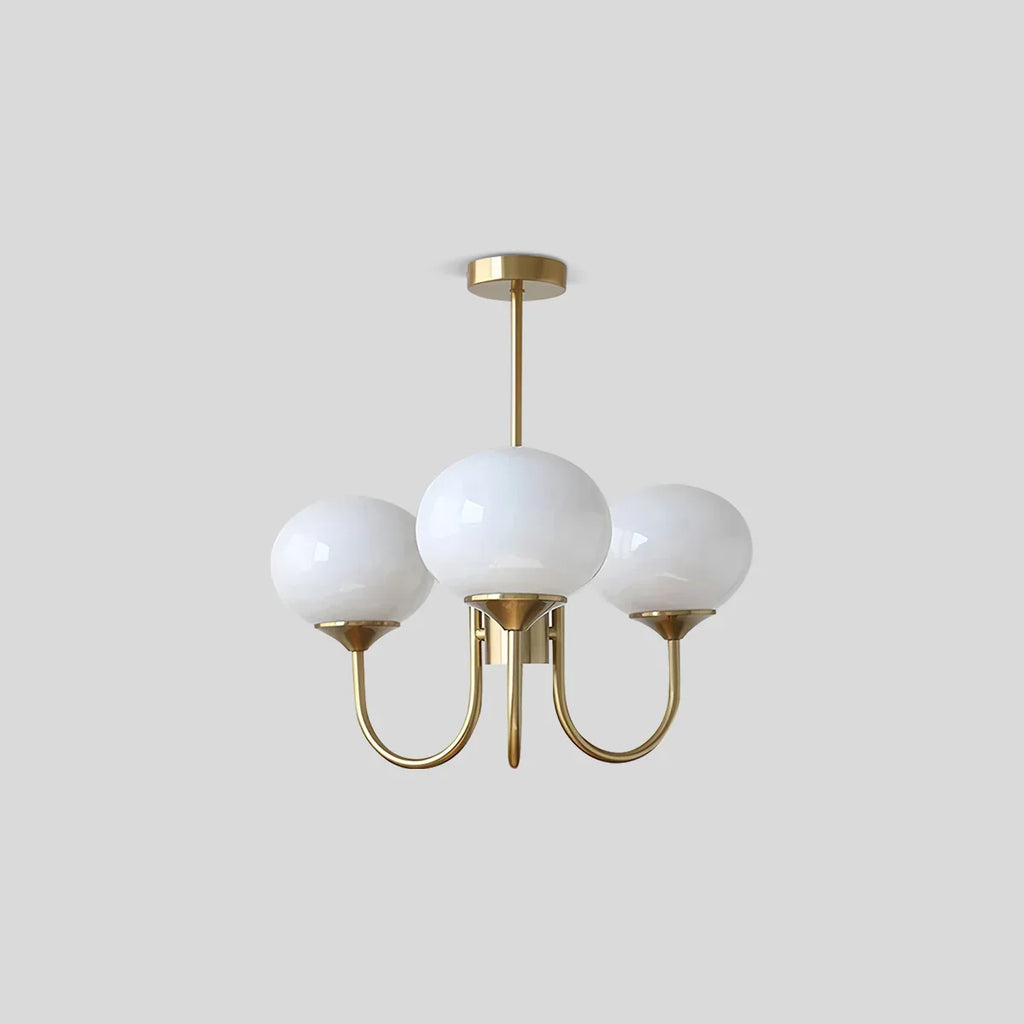 Pink Glass Globe Arm Chandelier for Living Room | Desfino