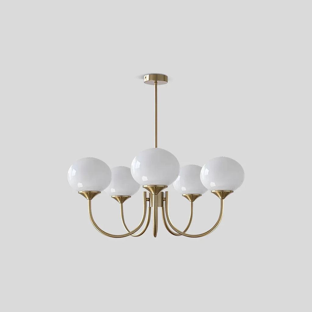 Pink Glass Globe Arm Chandelier for Living Room | Desfino