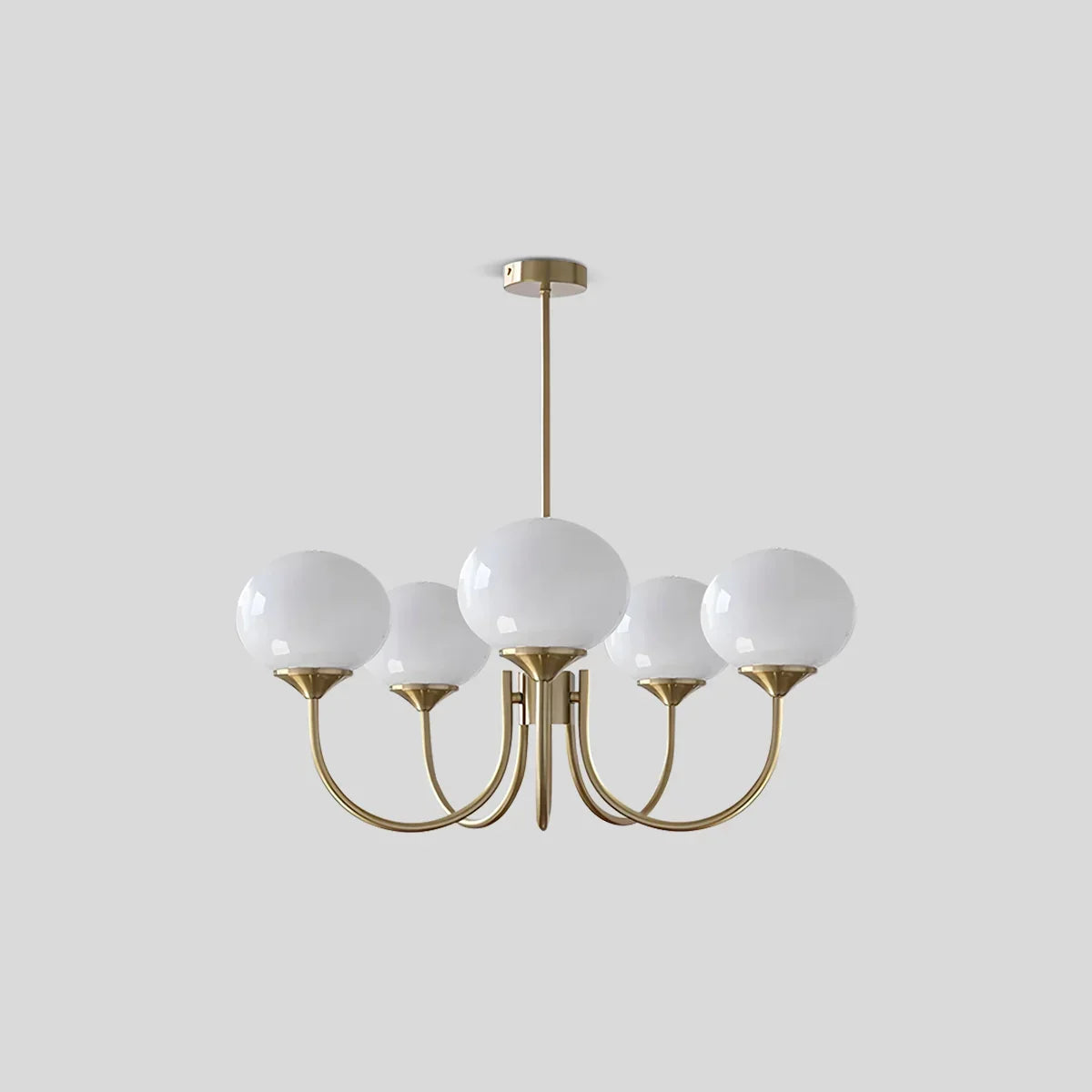 Pink Glass Globe Arm Chandelier for Living Room | Desfino