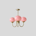 Pink Glass Globe Arm Chandelier for Living Room | Desfino