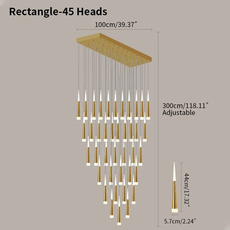 Meteor Shower Chandelier for Staircase | Desfino