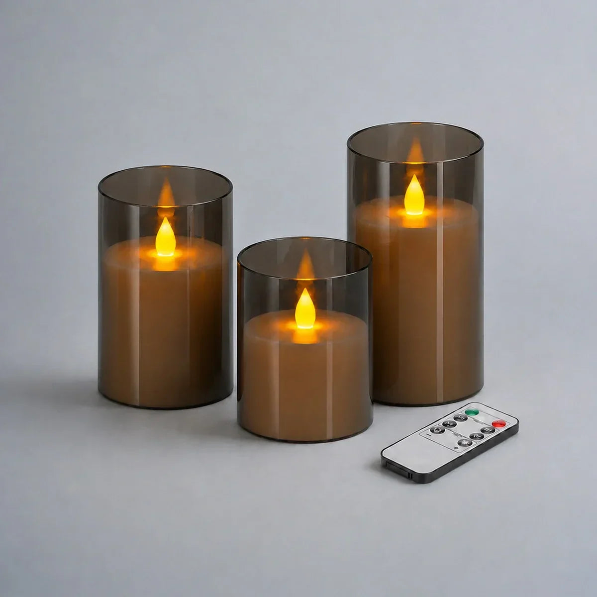 Säulenkerzen aus Acrylglas, flammenlos, 12er-Pack × 6 | Desfino