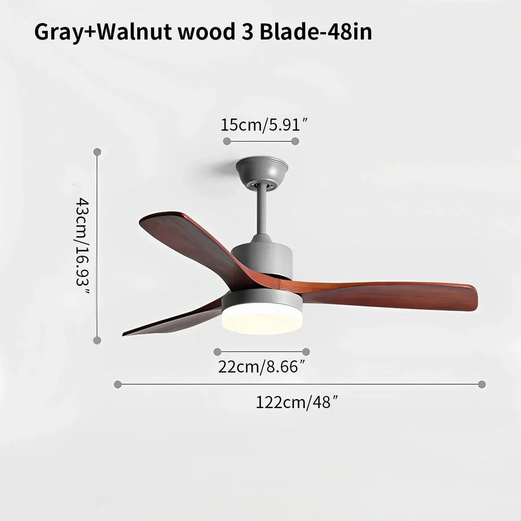 Deckenventilator mit Holz und Licht für das Wohnzimmer | Desfino