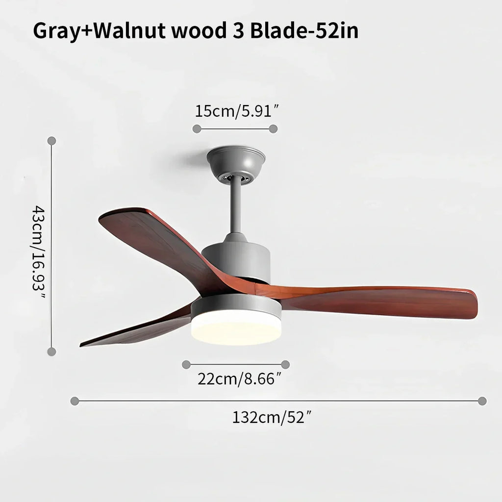 Deckenventilator mit Holz und Licht für das Wohnzimmer | Desfino