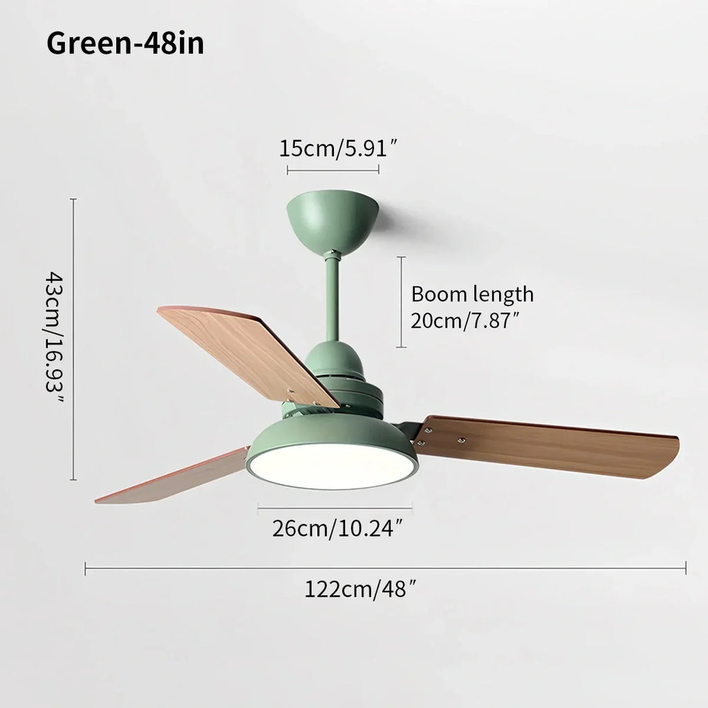 Moderne minimalistische Deckenventilatorleuchte mit drei Blättern | Desfino