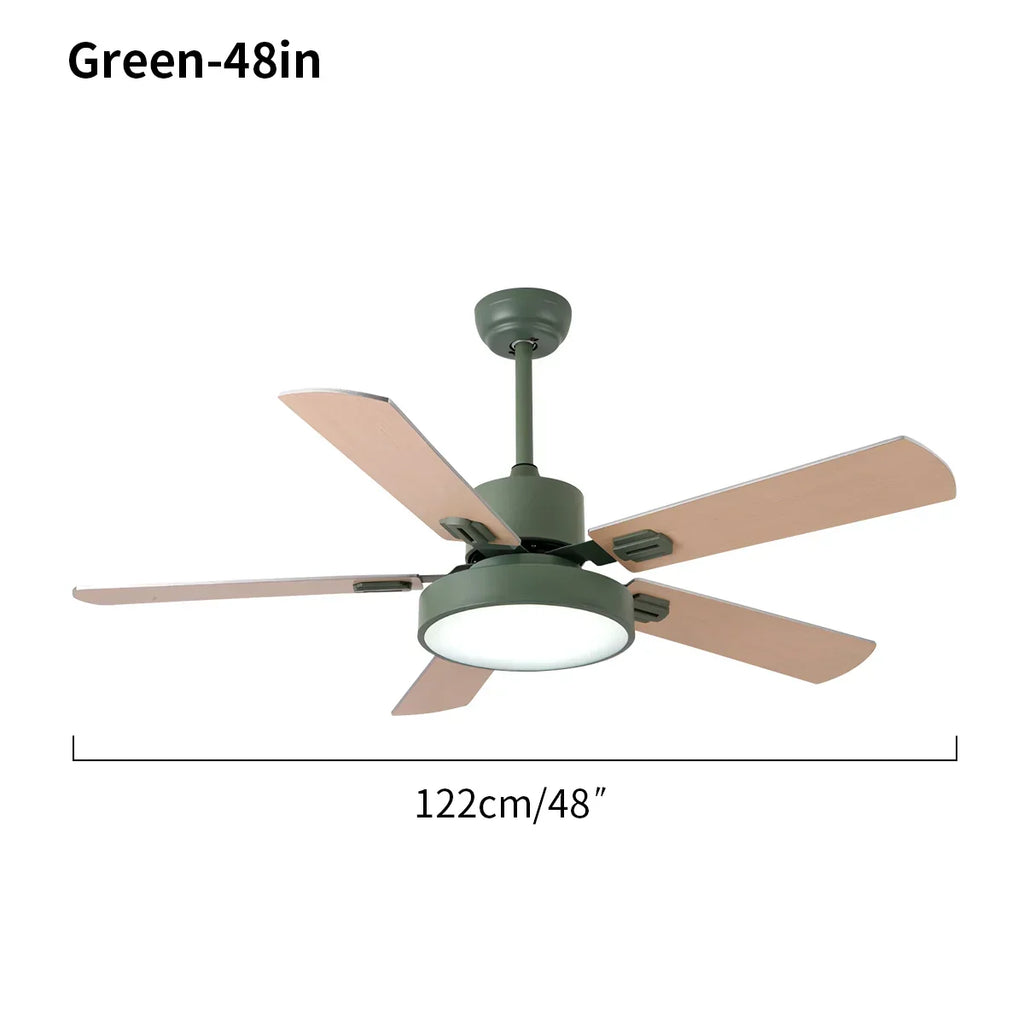 Vintage-Deckenventilator mit 5 Flügeln und Licht fürs Wohnzimmer | Desfino