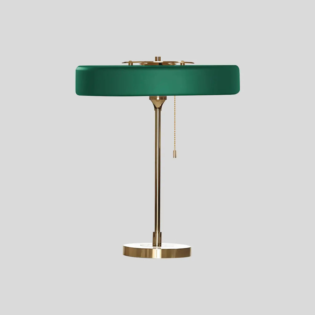 Mid-Century Round Table Lamp with Pull Chain | Desfino