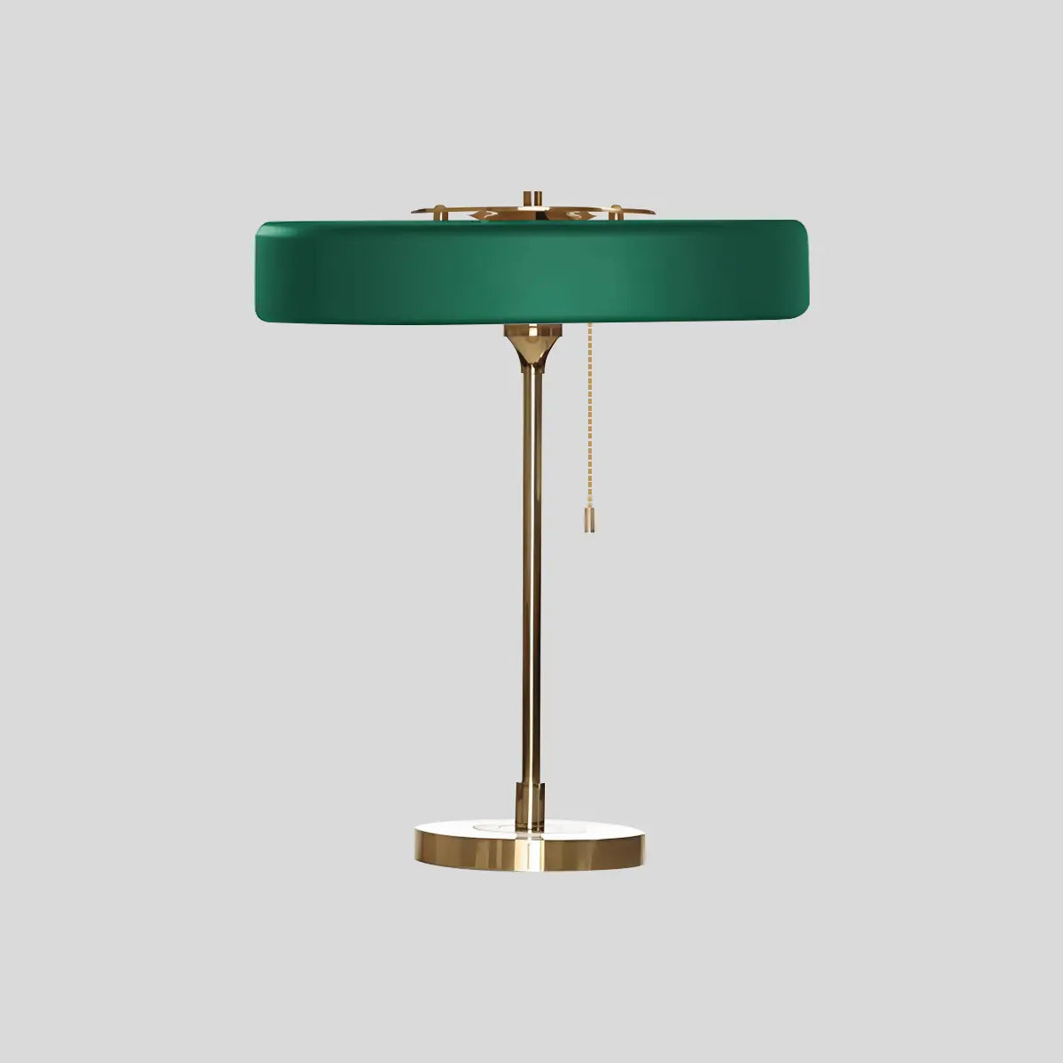Mid-Century Round Table Lamp with Pull Chain | Desfino