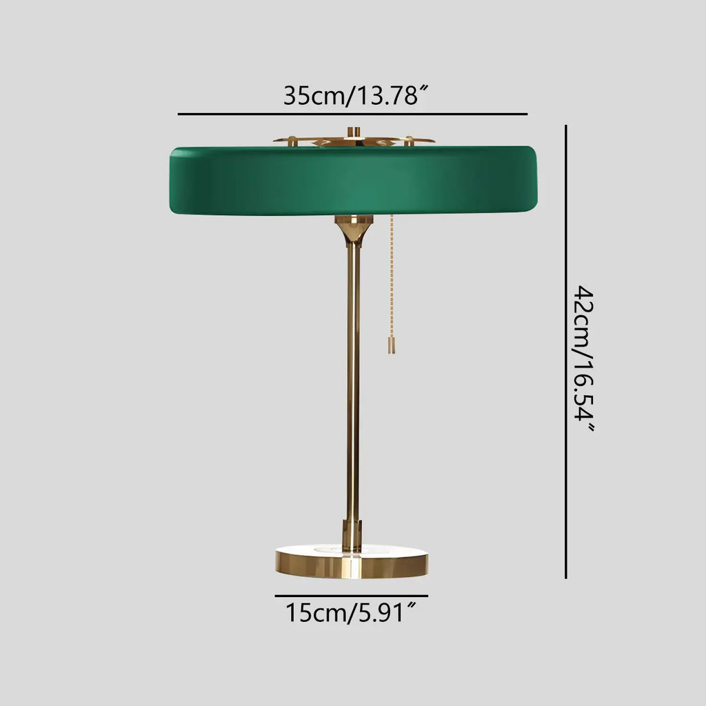 Mid-Century Round Table Lamp with Pull Chain | Desfino