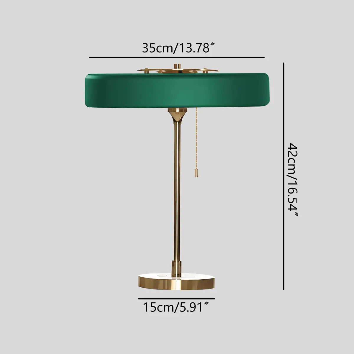 Mid-Century Round Table Lamp with Pull Chain | Desfino