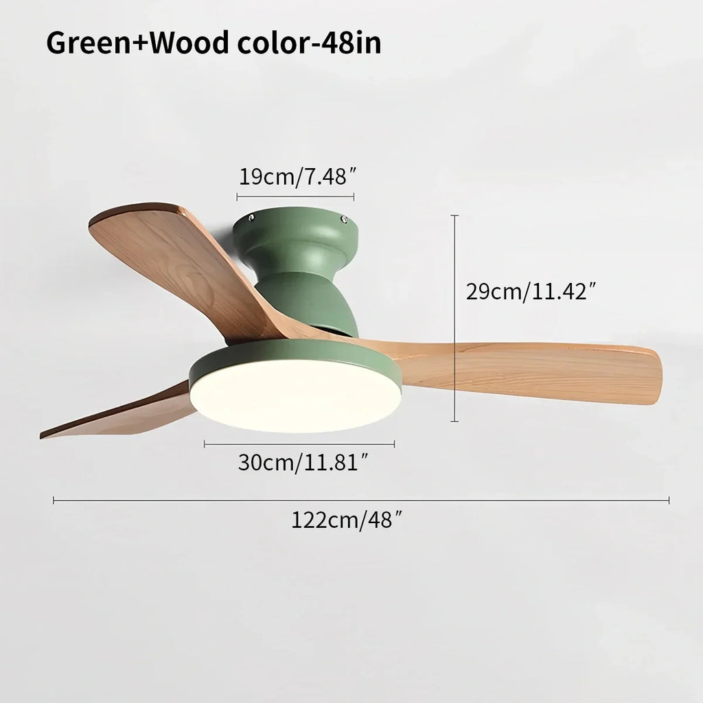 Vintage 3-leaf Wood Ceiling Fan Lamp | Desfino
