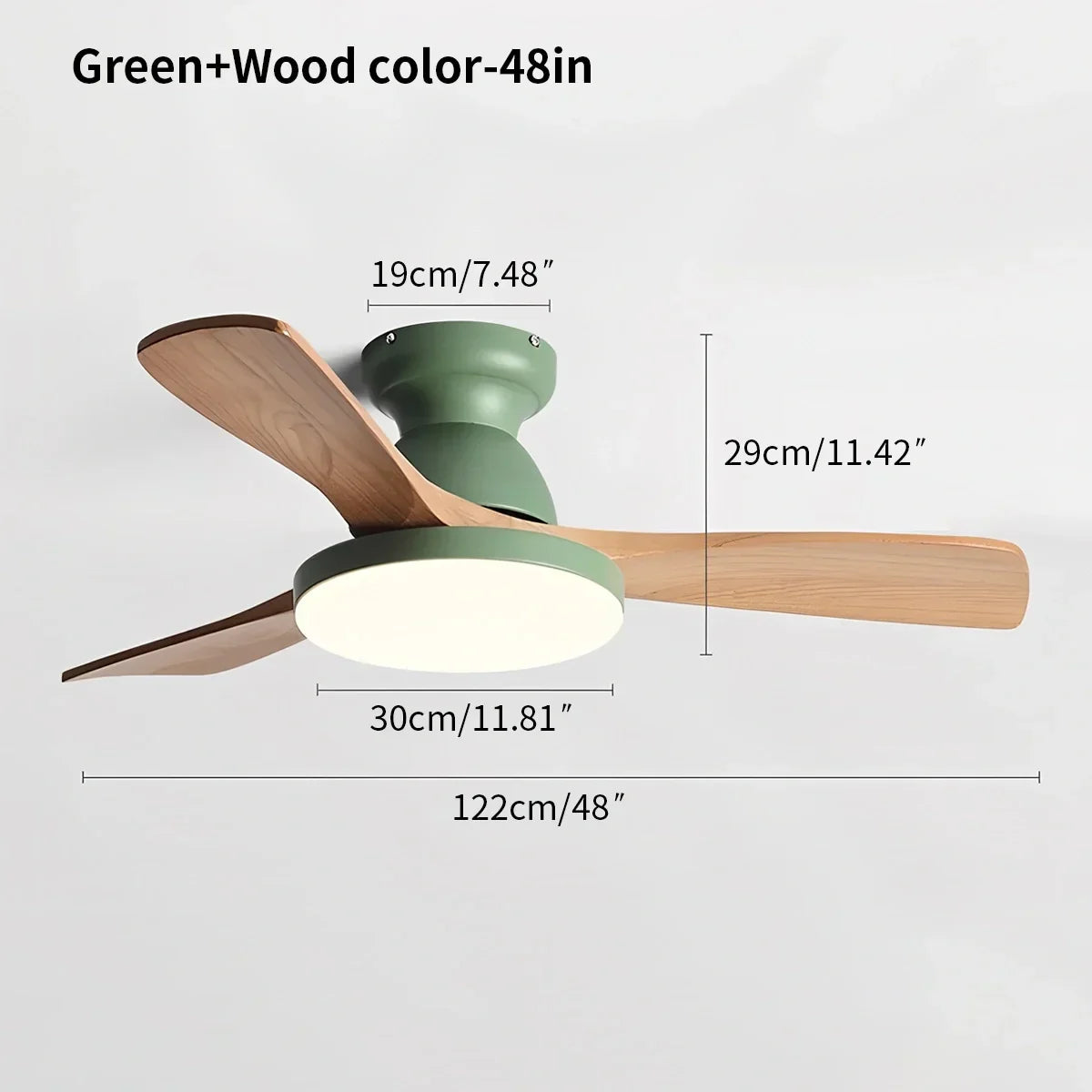 Vintage 3-leaf Wood Ceiling Fan Lamp | Desfino
