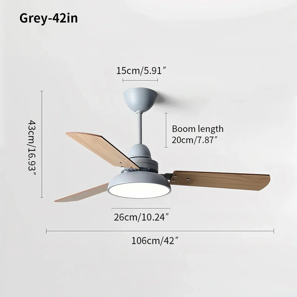 Moderne minimalistische Deckenventilatorleuchte mit drei Blättern | Desfino