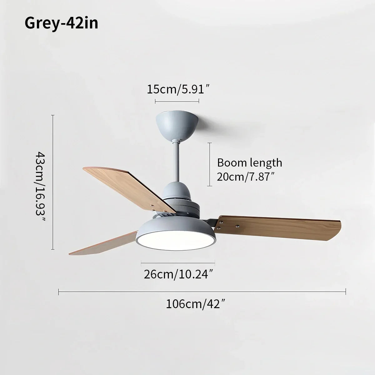 Moderne minimalistische Deckenventilatorleuchte mit drei Blättern | Desfino