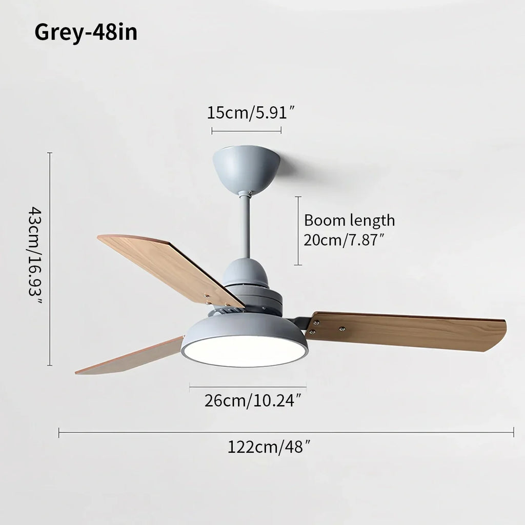 Moderne minimalistische Deckenventilatorleuchte mit drei Blättern | Desfino