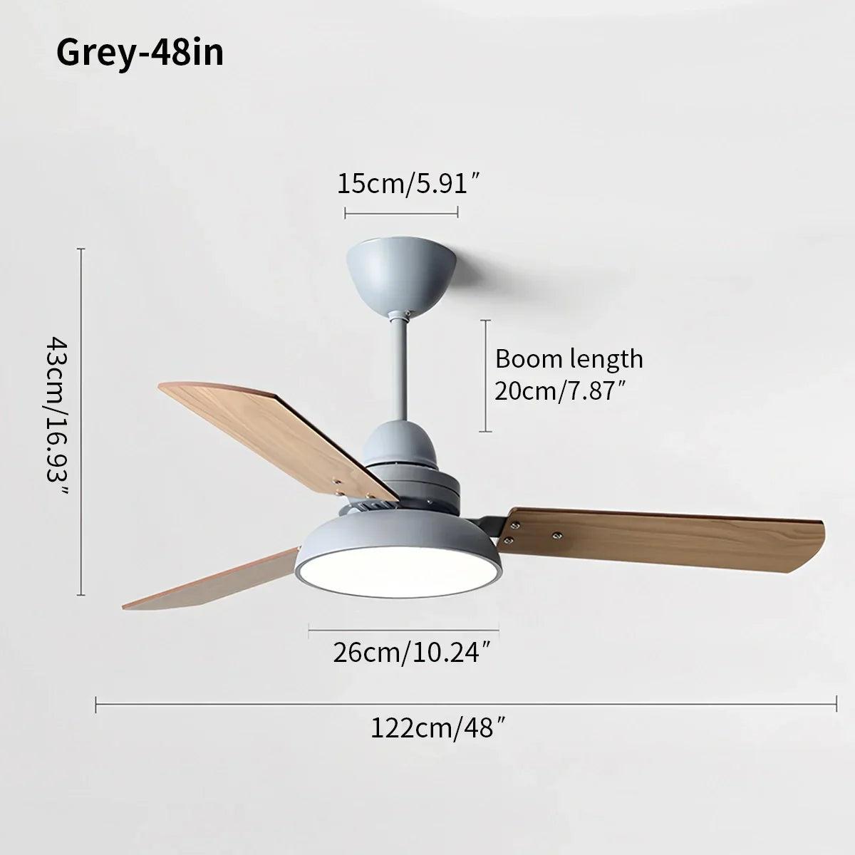 Moderne minimalistische Deckenventilatorleuchte mit drei Blättern | Desfino