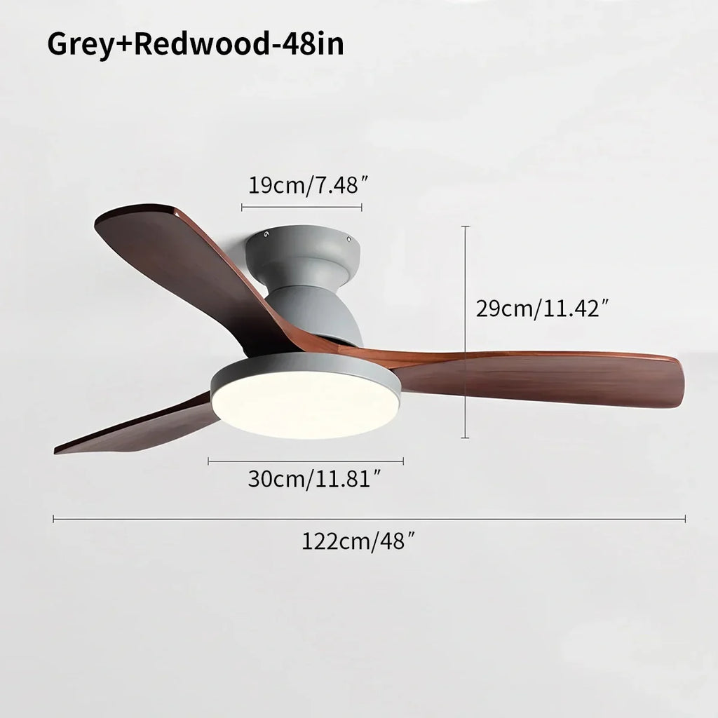 Vintage 3-leaf Wood Ceiling Fan Lamp | Desfino