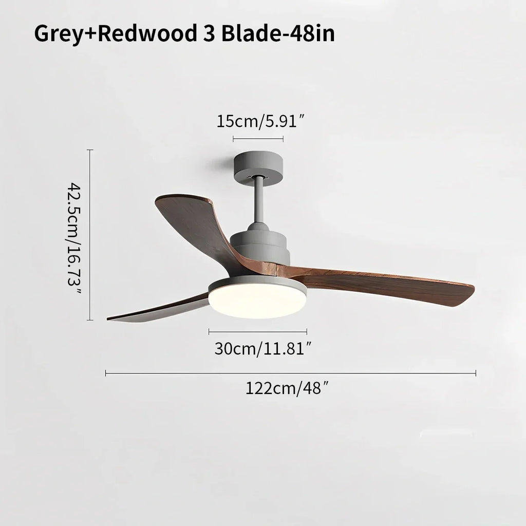 Deckenventilator mit Leuchte „High Wind“ aus Holz | Desfino
