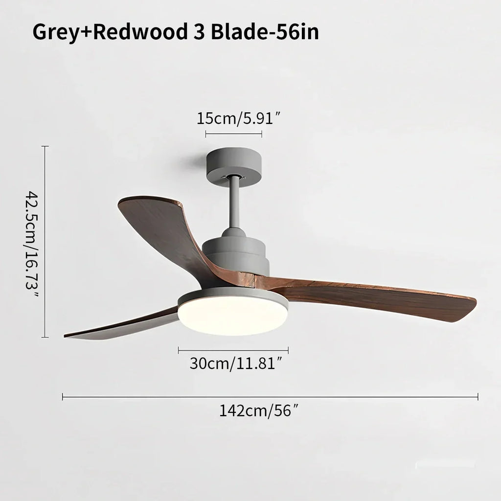 Deckenventilator mit Leuchte „High Wind“ aus Holz | Desfino