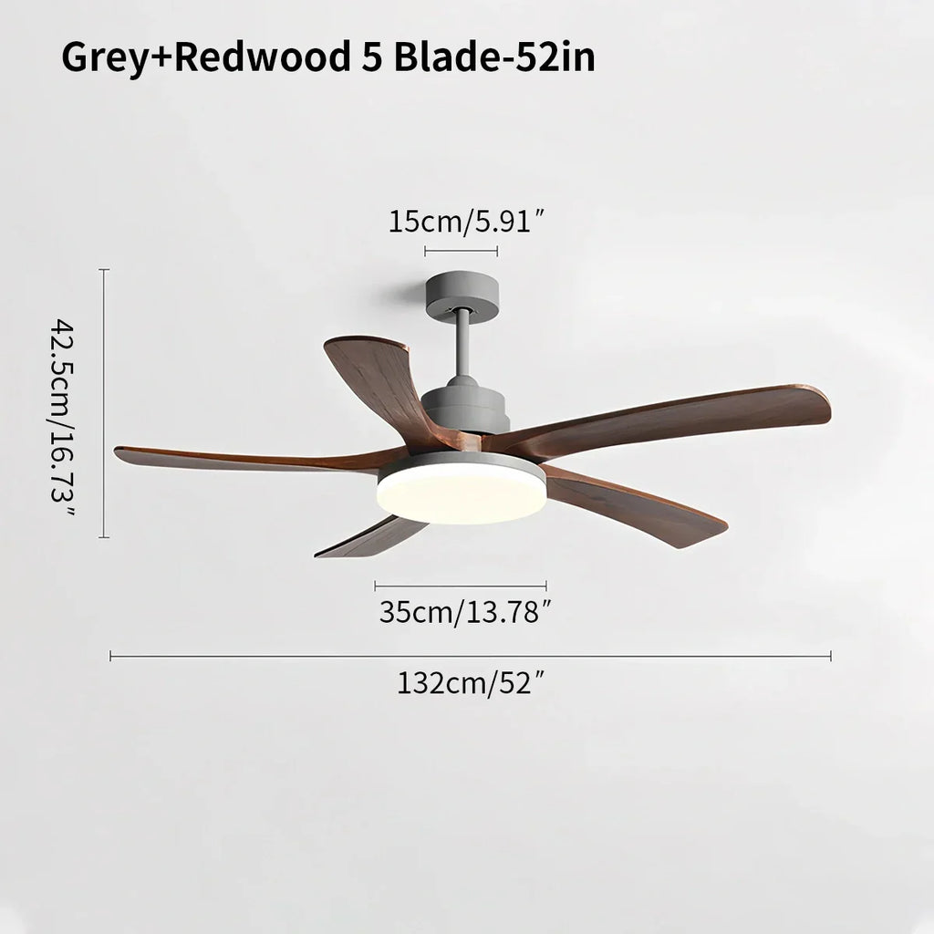 Deckenventilator mit Leuchte „High Wind“ aus Holz | Desfino