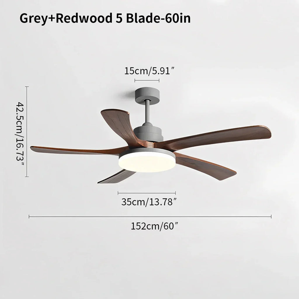 Deckenventilator mit Leuchte „High Wind“ aus Holz | Desfino