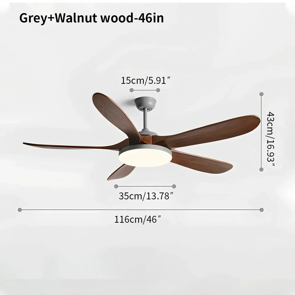 Deckenventilator mit 5 Holzblättern und Licht | Desfino