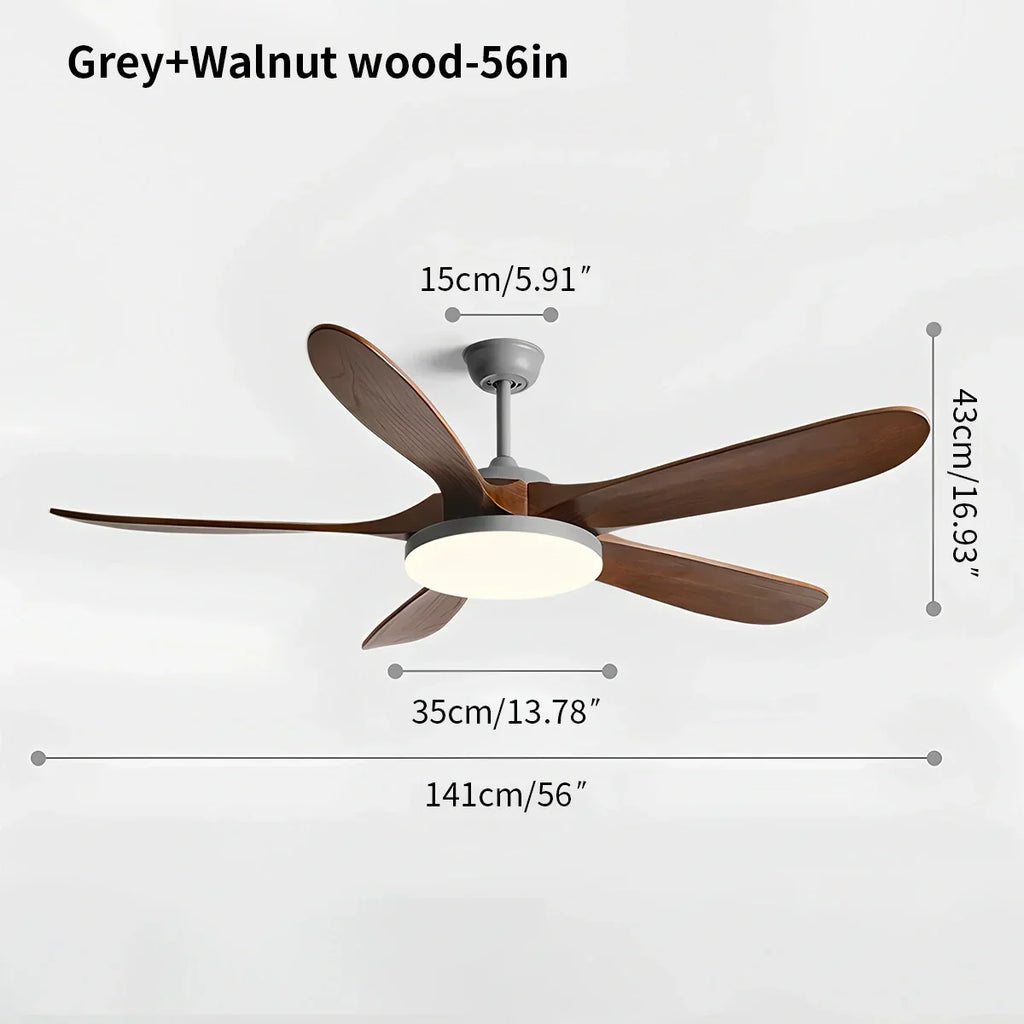 Deckenventilator mit 5 Holzblättern und Licht | Desfino