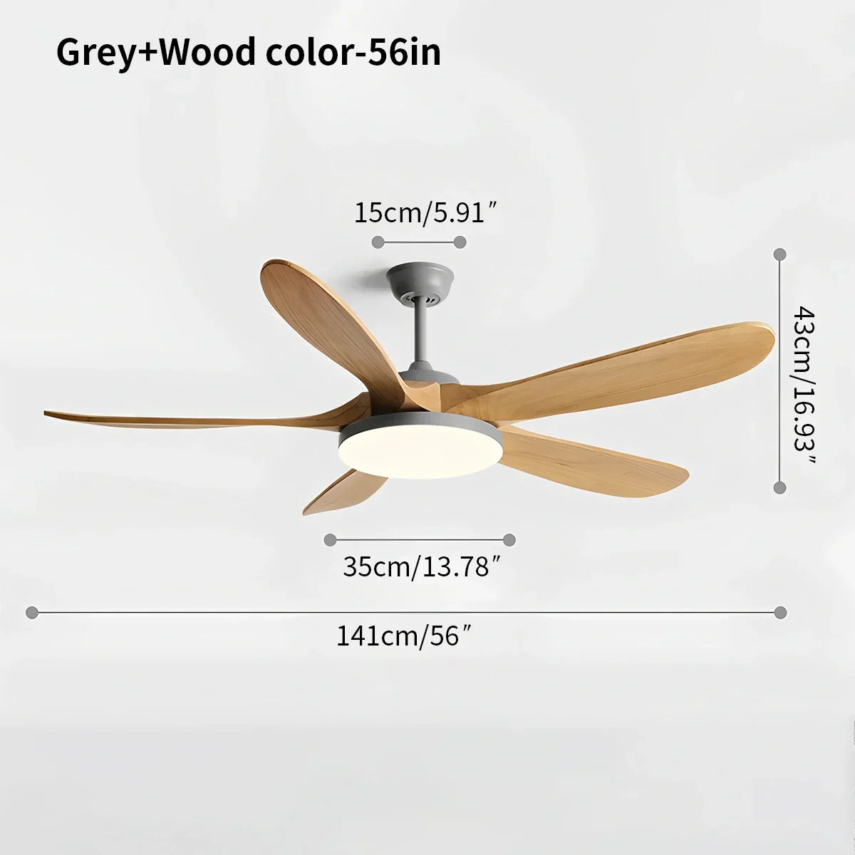 Deckenventilator mit 5 Holzblättern und Licht | Desfino