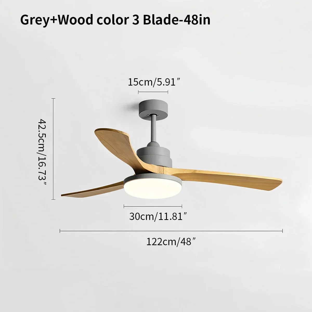Deckenventilator mit Leuchte „High Wind“ aus Holz | Desfino