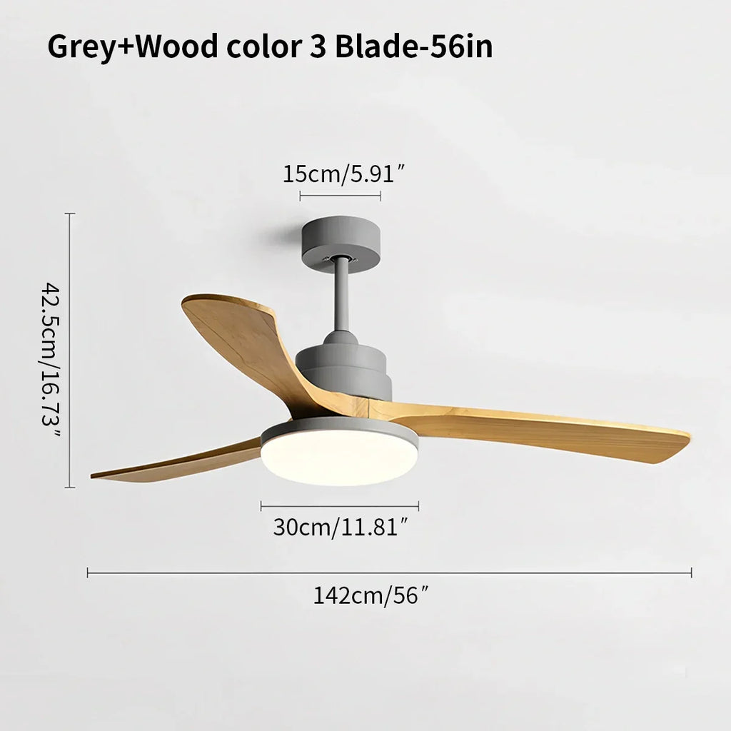 Deckenventilator mit Leuchte „High Wind“ aus Holz | Desfino