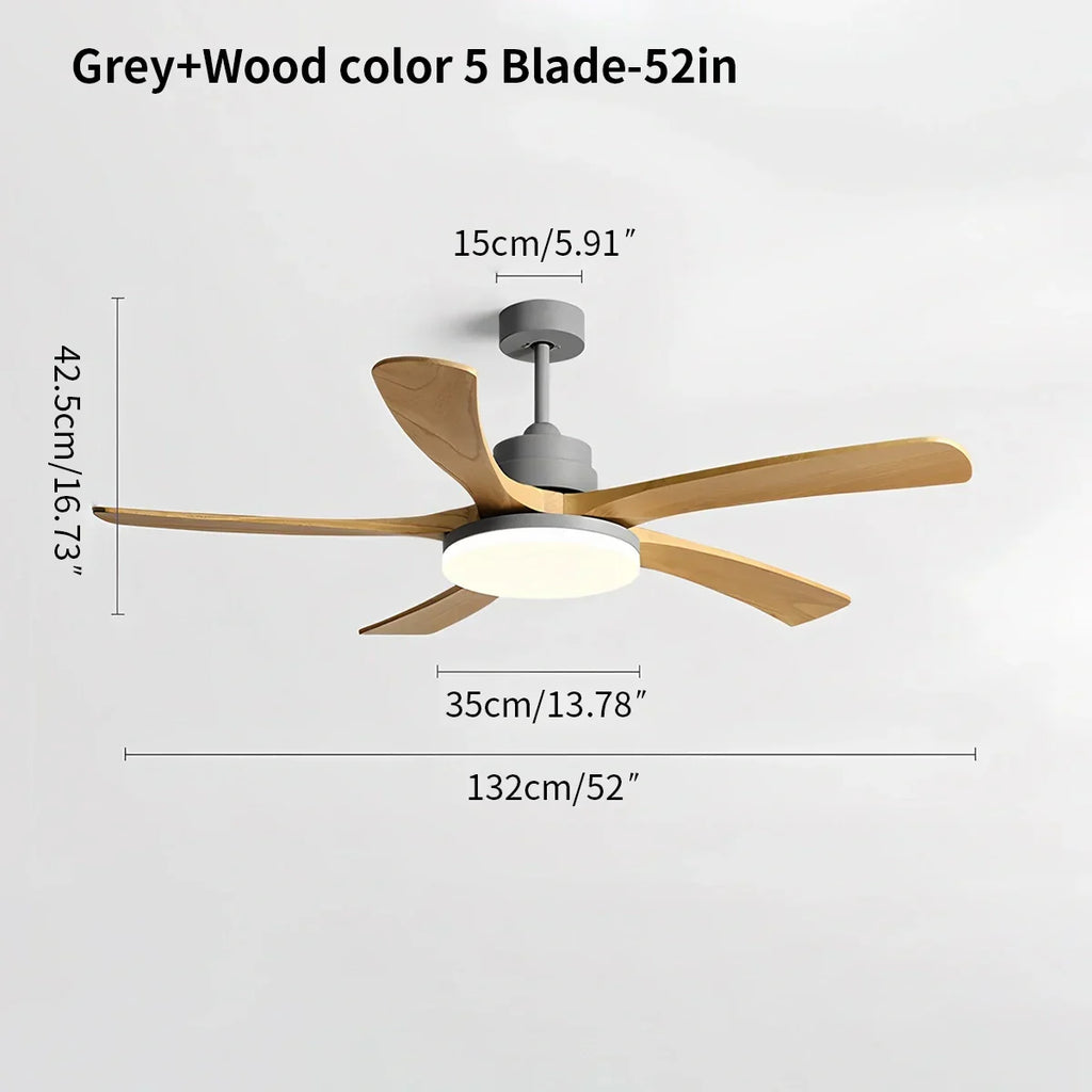 Deckenventilator mit Leuchte „High Wind“ aus Holz | Desfino