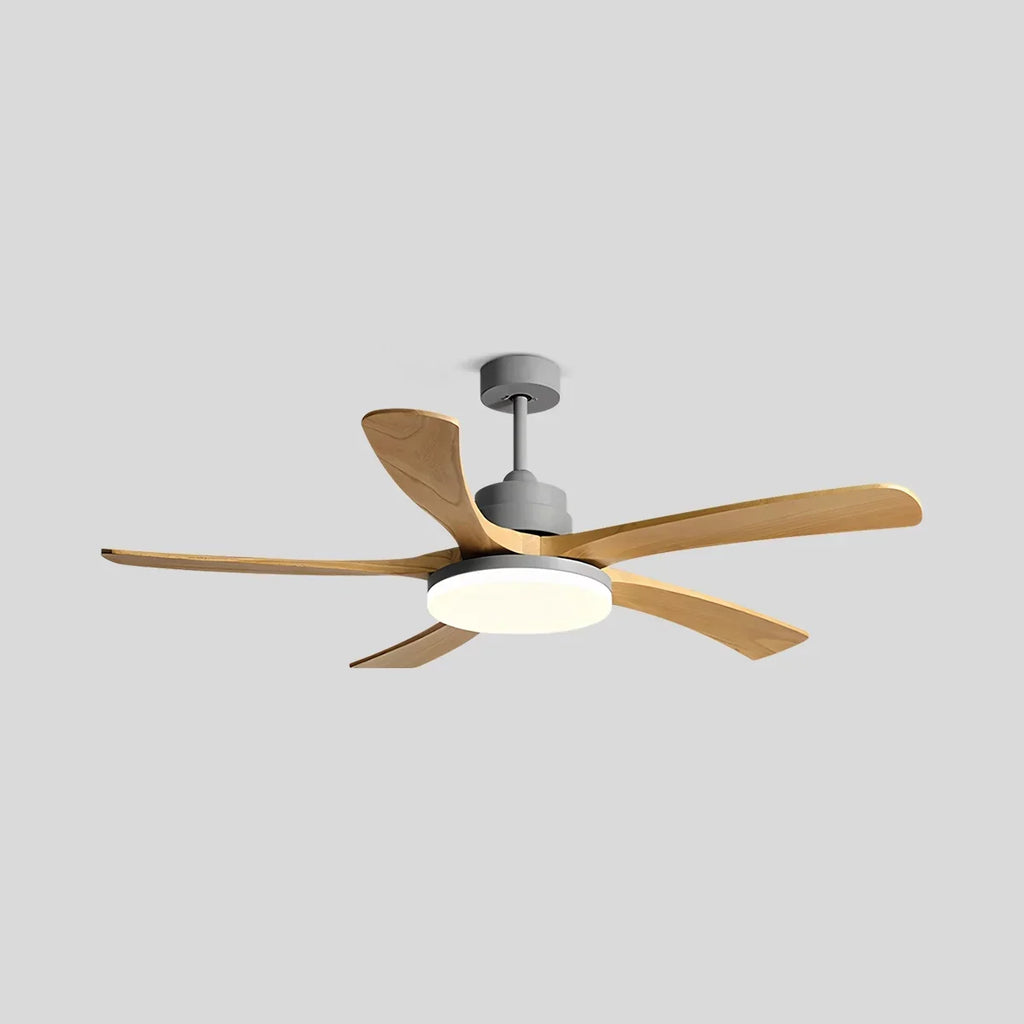 Deckenventilator mit Leuchte „High Wind“ aus Holz | Desfino