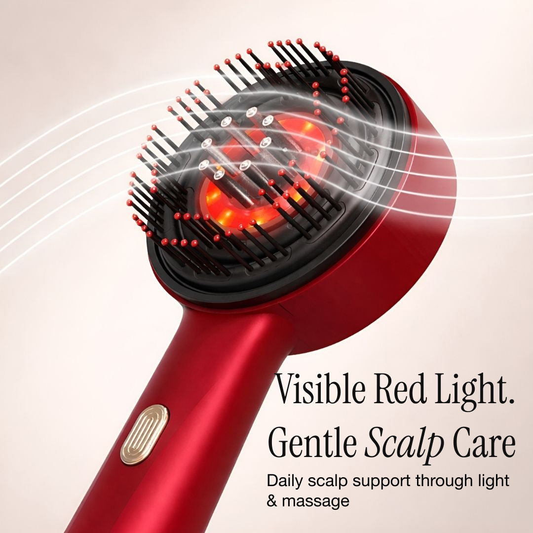 Cordless 630nm Red LED Scalp Massage Comb — Waterproof - Desfino