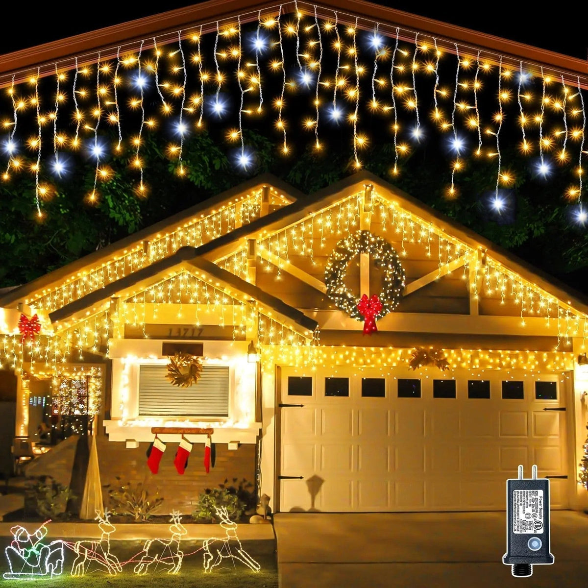 LumaWeave witte led-gordijnverlichting van 4m x 0.6m — Sterrenlichtgloed - Desfino