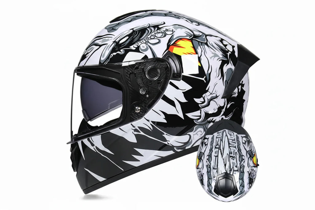 Casque de moto intégral LVS-701 — chaleur hivernale, double visière - Desfino