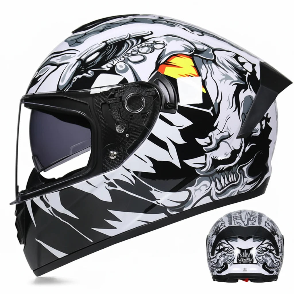 Capacete Integral de Competição para Motociclismo com Viseira Dupla e Certificação DOT - Desfino