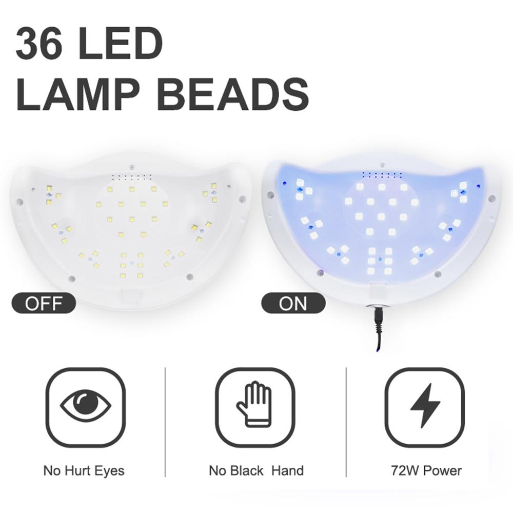 LumaPro 72-W-UV-LED-Nagellampe — LCD-Timer, Infrarotsensor, 99-s-Modus - Desfino