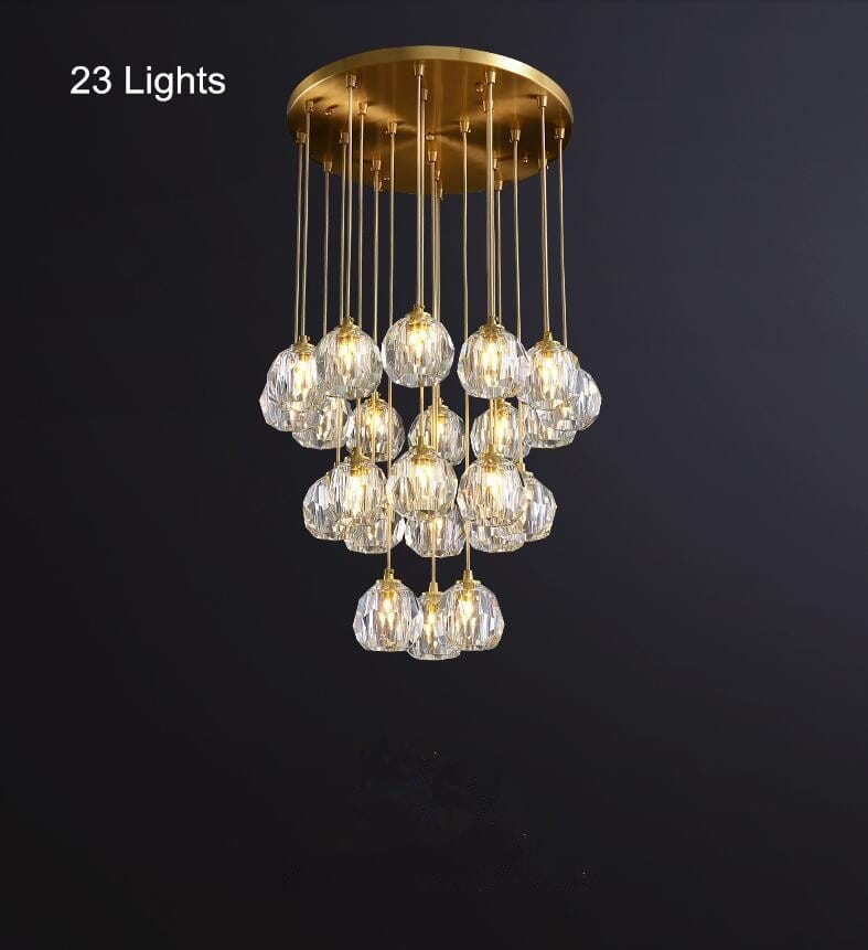 Přisazený LED lustr Luminara - křišťálové sklo, leštěná měď - Desfino