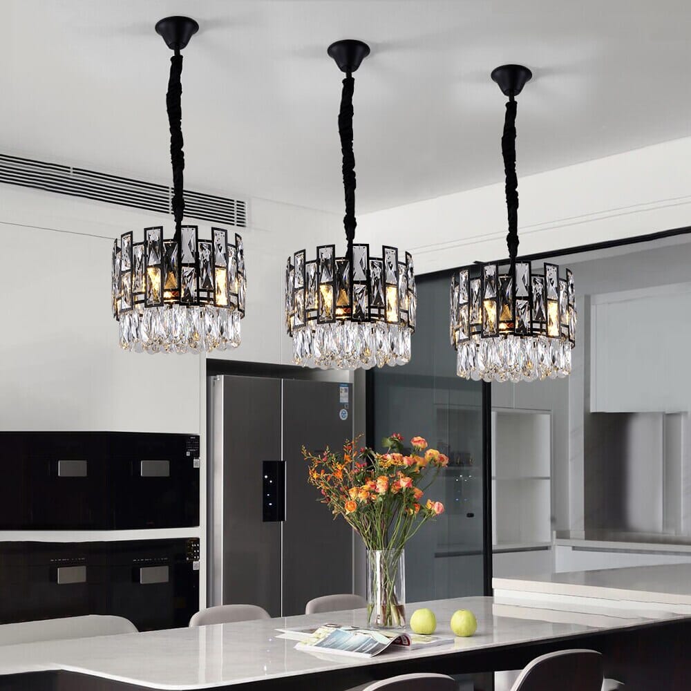 Celestia Crystal Pendant Light — Stainless Steel LED Fixture - Desfino