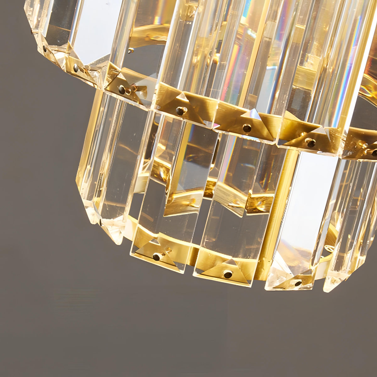 Aurelia gestreepte kristallen plafondlamp — zwart of goudkleurig snoer | Desfino