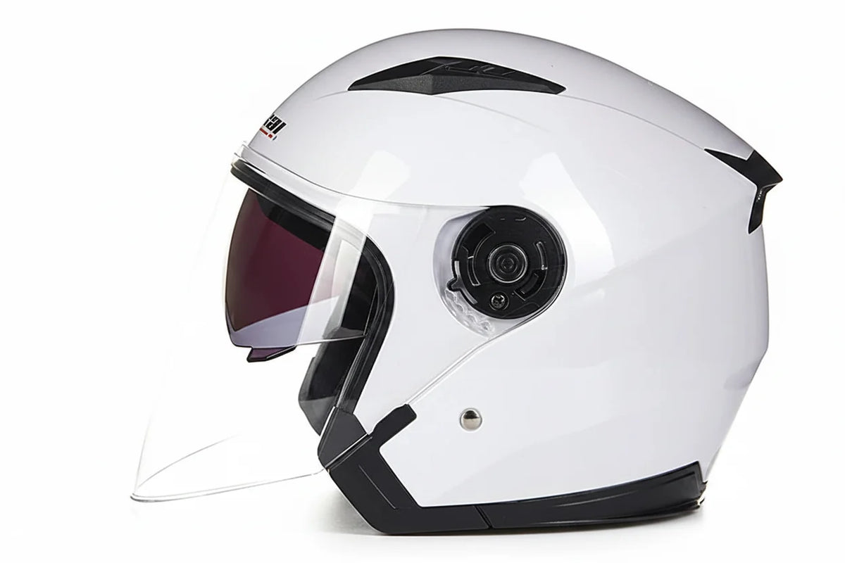DOT-gecertificeerde motorhelm met halve schaal en dubbel vizier — lichtgewicht ABS-schaal | Desfino