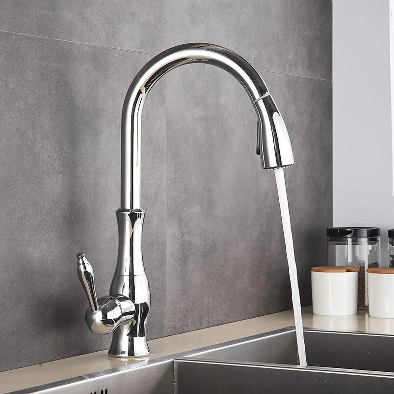 AureliaLux Gold Kitchen Faucet — Pull-Out Spray, Swivel Spout