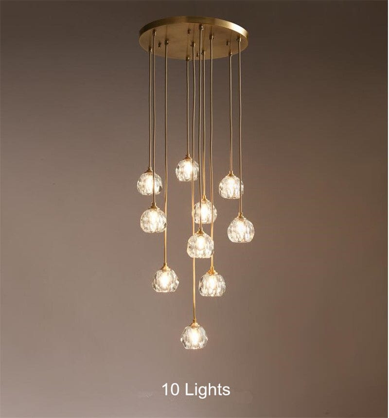 Přisazený LED lustr Luminara - křišťálové sklo, leštěná měď - Desfino