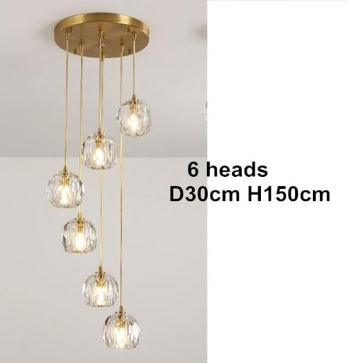 Luminara LED Flush-Mount Chandelier — Crystal Glass, Polished Copper - Desfino
