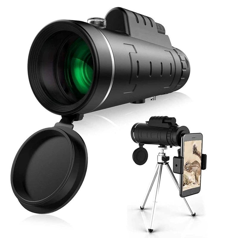 AstraView Pro 10x vanntett monokulærkikkert — telefonholder og stativ | Desfino