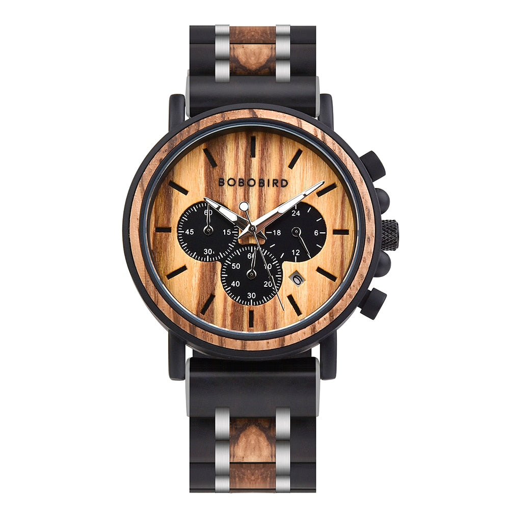 Orologio al quarzo in legno TimberLuxe — Quadrante rotondo da 44 mm, 3ATM, confezione regalo - Desfino
